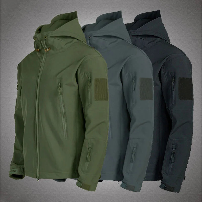 Veste Softshell pour homme avec capuche gris - vert -noir