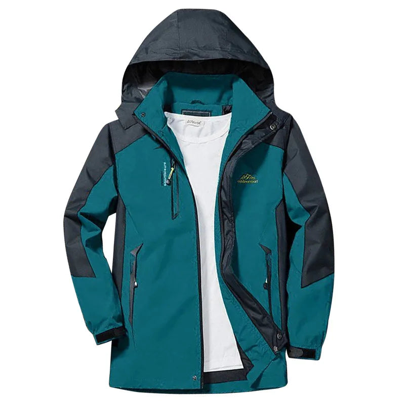 Veste d'Automne Imperméable pour Homme bleu-vert à capuchon- sport vitals