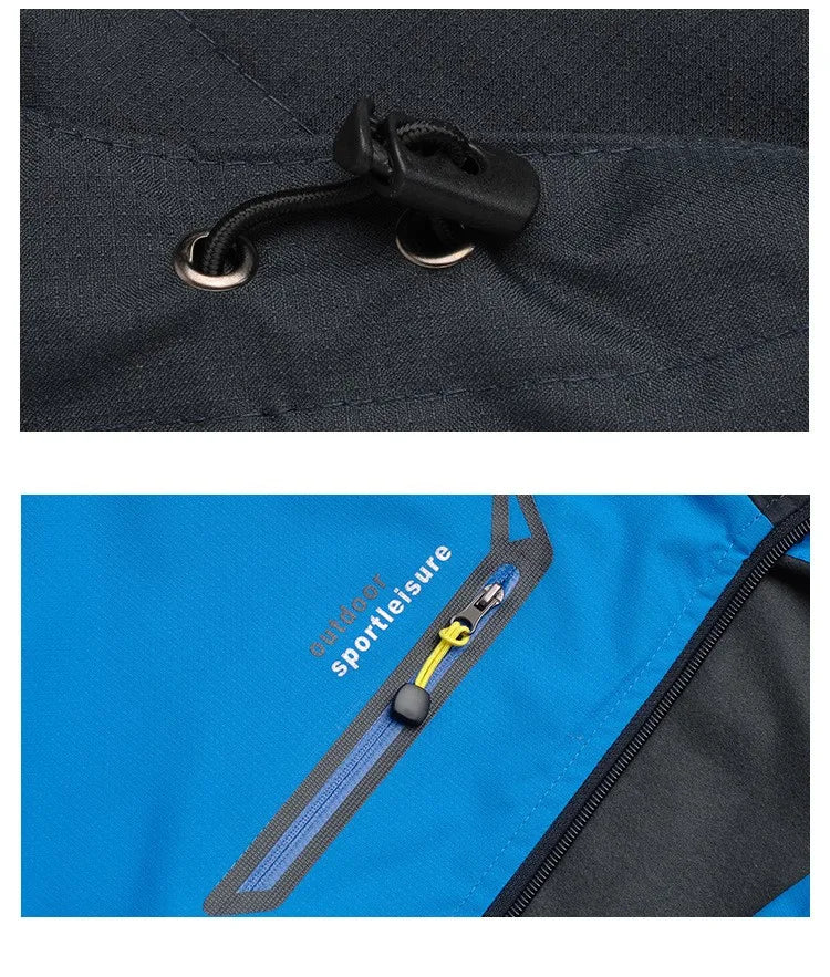 Veste d'Automne Imperméable pour Homme bleu, fermeture éclaire et attache- sport vitals