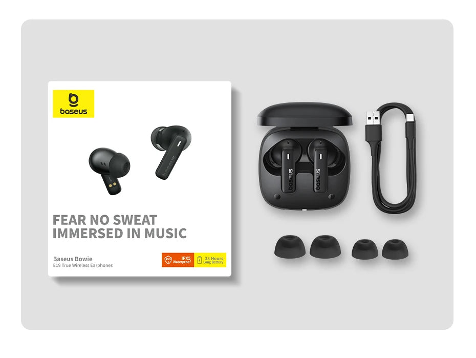Écouteurs sans fil Bluetooth noir  - accessoires- sport vitals