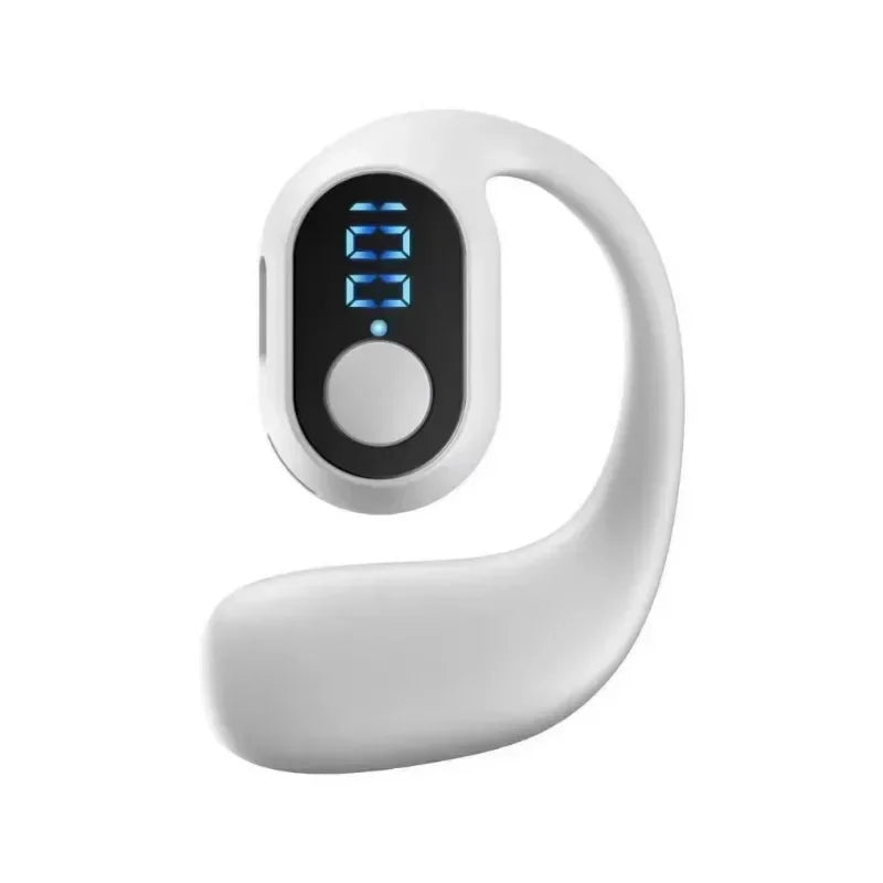 Écouteurs sans fil sport -– Bluetooth 5.3 avec micro écran numérique blanc - sport vitals